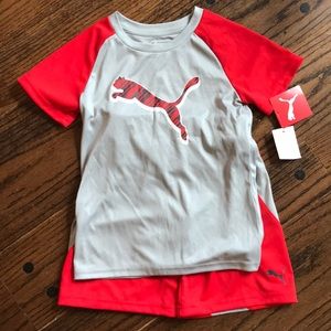 NWT sz 6 puma red/grey shirt and shorts. Dri fit